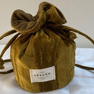 Sezane Crushed Velvet Drawstring Pouch NWOT
